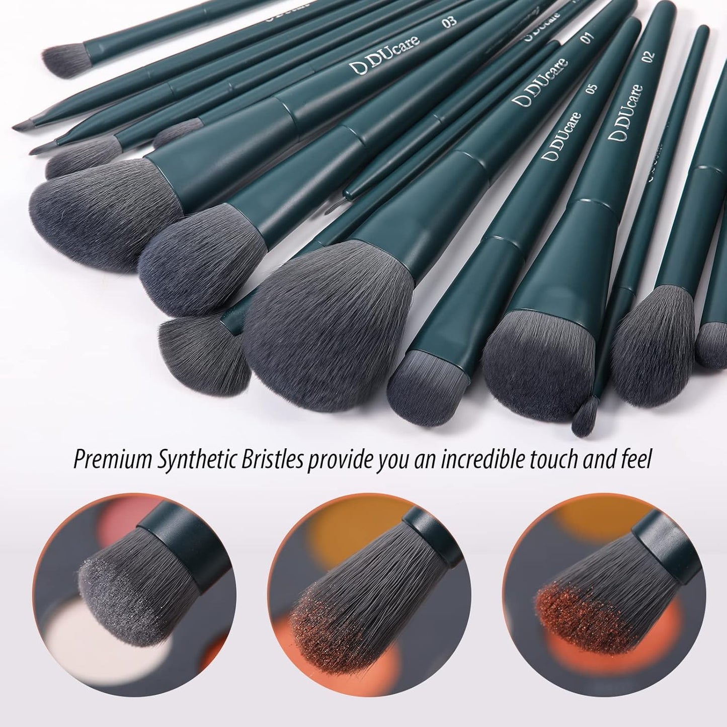 Christmas Makeup Brushes Set 17 Pcs with Brush Cleaning Mat and Makeup Sponge Professional Face Powder Eye Shadow Powder Liquid Cream